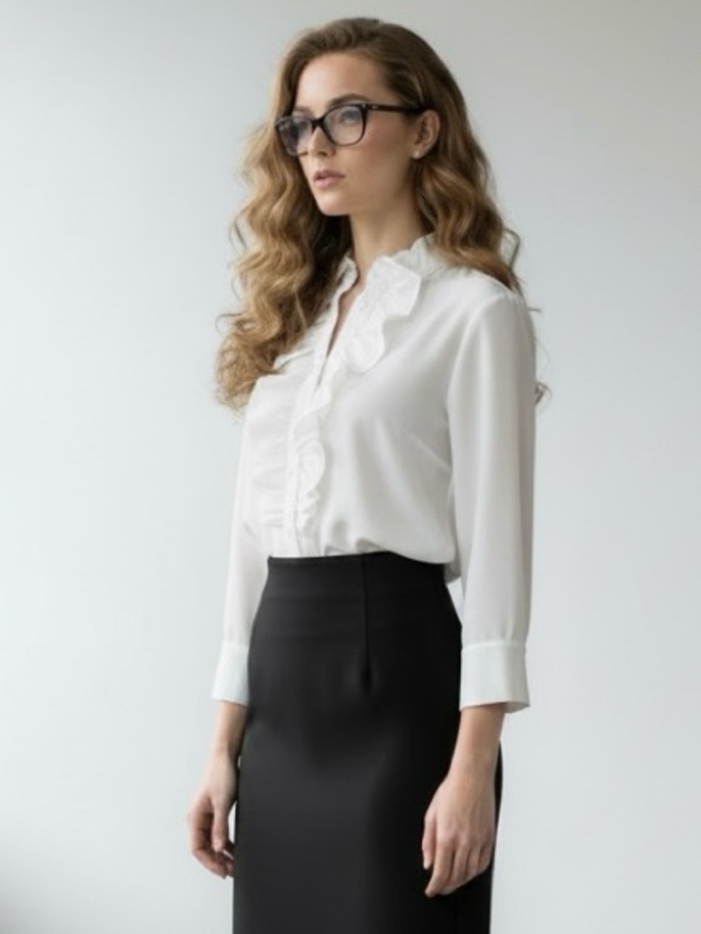 AMERICAN LIVING - BLACK & WHITE business dress- one piece ruffle dress